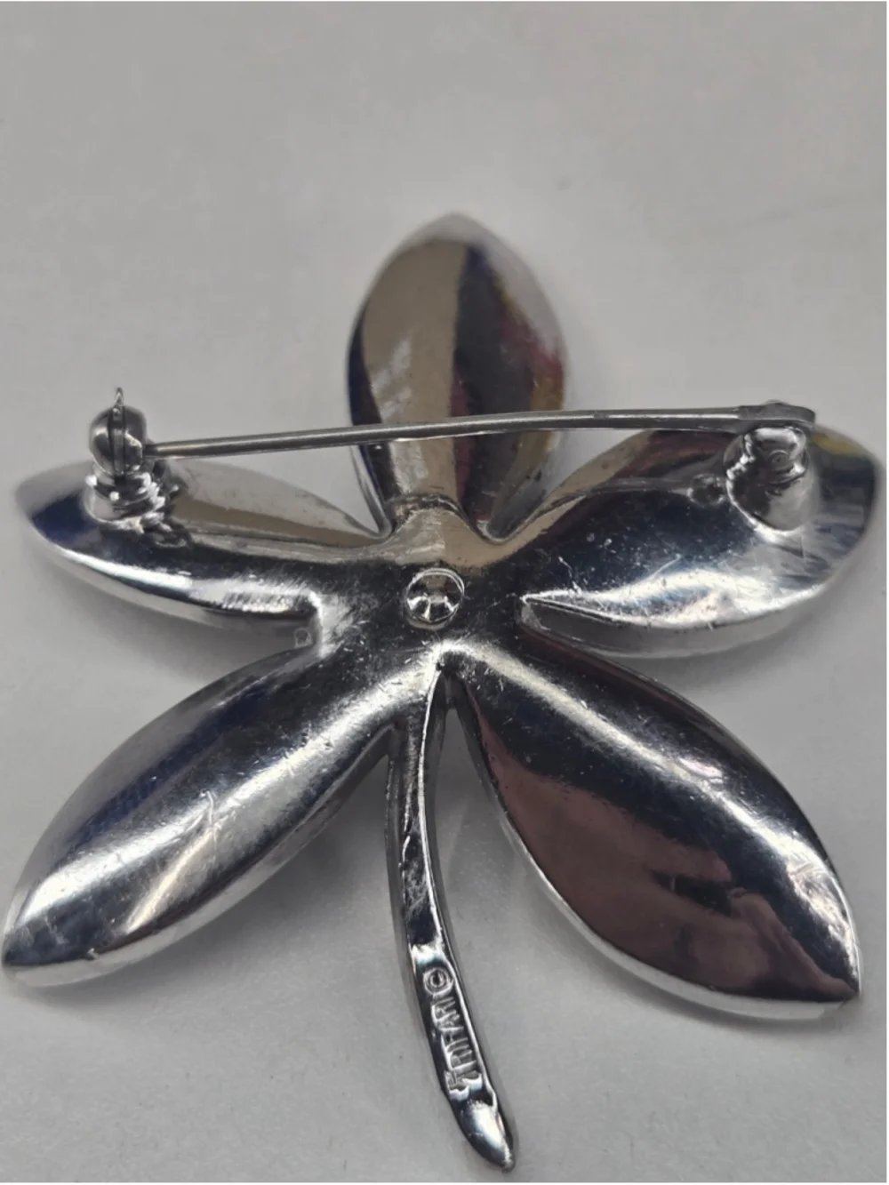Trifari Alfred Philippe Silver Tone Flower Brooch Botanical Matte Textured